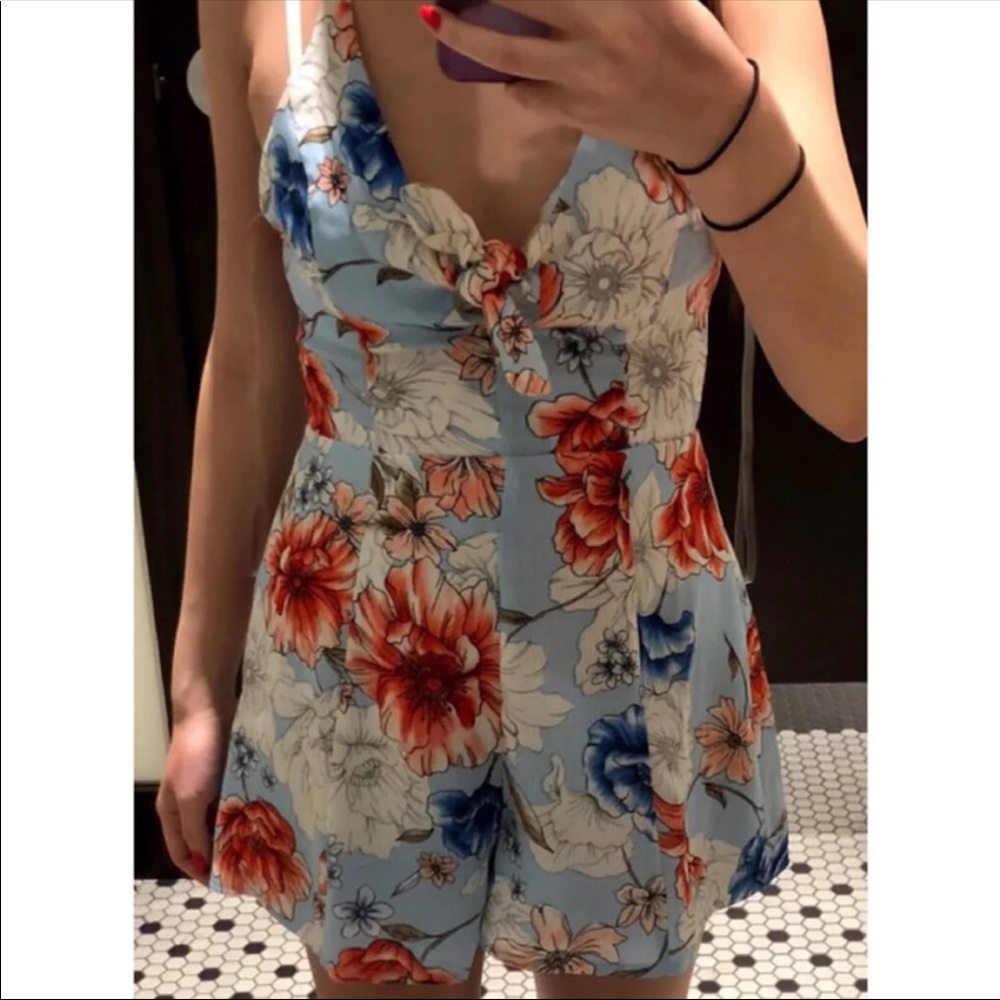 Lush blue floral romper